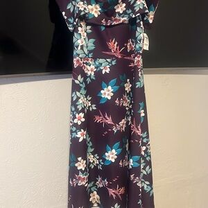 Charlotte Russe Floral High Low Dress - Black and Blue